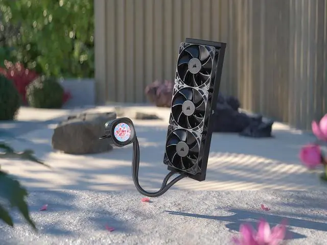 Alt view image 9 of 20 - CORSAIR NAUTILUS 360 RS LCD Liquid CPU Cooler – 2.1" IPS LCD Screen  – RS120 Fans – 360mm Radiator – Fits Intel® LGA 1851/1700, AMD®  AM5/AM4 – Simple Daisy-Chain Connections
