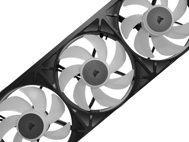 Alt view image 2 of 5 - CORSAIR iCUE LINK RX360 II RGB PWM Fans with System Hub - Unified Frame - Optimized for Quiet Operation - Up to 2,100 RPM - 8 RGB LEDs per Fan - iCUE LINK System Hub Included