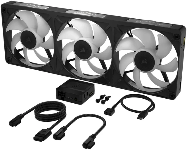 Alt view image 3 of 5 - CORSAIR iCUE LINK RX360 II RGB PWM Fans with System Hub - Unified Frame - Optimized for Quiet Operation - Up to 2,100 RPM - 8 RGB LEDs per Fan - iCUE LINK System Hub Included