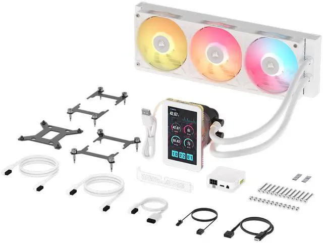 Alt view image 4 of 10 - CORSAIR iCUE LINK TITAN II 360 RX LCD AIO Liquid CPU Cooler - White - 5" IPS LCD Screen - 720x1280 - DisplayPort Input - RX II RGB Fans - Fits AMD AM5/AM4 & Intel LGA 1954/1851/1700 - iCUE LINK System