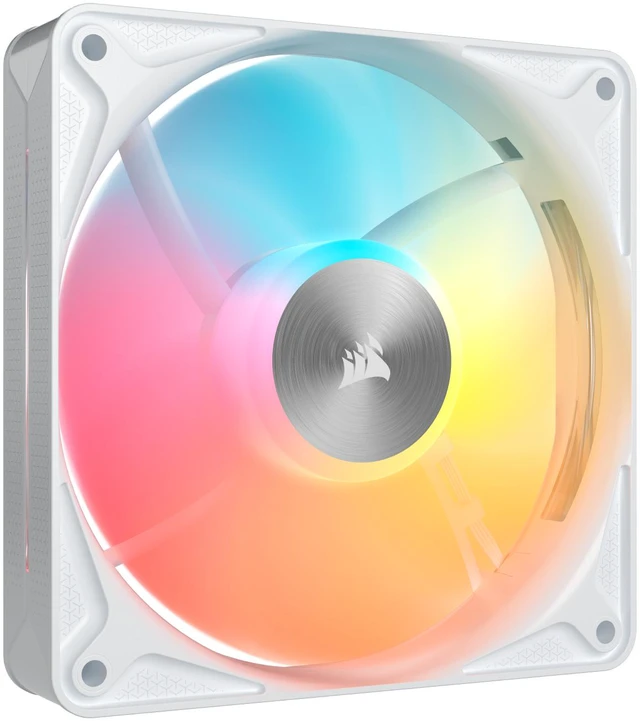 Main image of CORSAIR RS120 II ARGB 120mm PWM Fan - White - Daisy-Chain Connectivity - Magnetic Dome Bearing - AirGuide Technology - 8x RGB LEDs - Zero RPM Mode