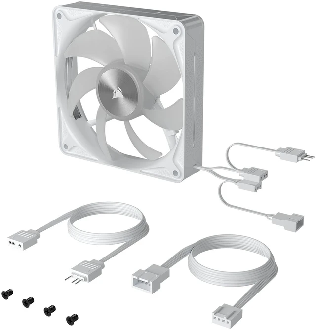 Alt view image 9 of 13 - CORSAIR RS120 II ARGB 120mm PWM Fan - White - Daisy-Chain Connectivity - Magnetic Dome Bearing - AirGuide Technology - 8x RGB LEDs - Zero RPM Mode