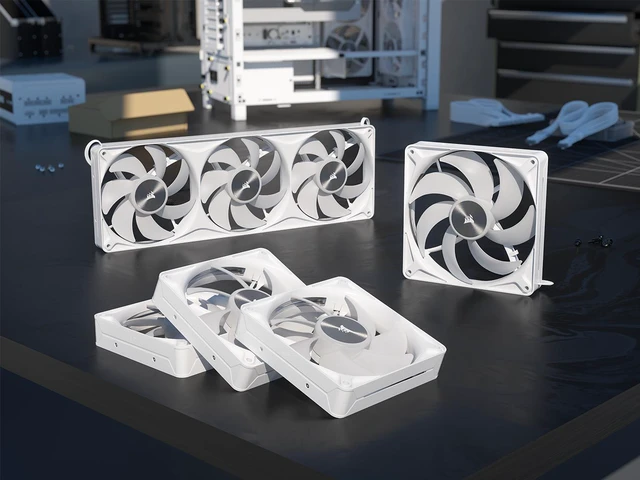 Alt view image 11 of 13 - CORSAIR RS120 II ARGB 120mm PWM Fan - White - Daisy-Chain Connectivity - Magnetic Dome Bearing - AirGuide Technology - 8x RGB LEDs - Zero RPM Mode