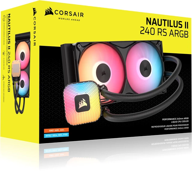 Alt view image 9 of 9 - CORSAIR NAUTILUS II 240 RS ARGB Liquid CPU Cooler - Vibrant ARGB Lighting - FlowDrive 2S Pump - RS II ARGB Unified Frame Fans - 240mm Radiator - Fits AMD AM5/AM4 & Intel LGA 1851/1700
