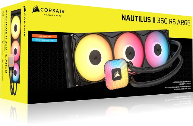 Alt view image 9 of 9 - CORSAIR NAUTILUS II 360 RS ARGB Liquid CPU Cooler - Vibrant ARGB Lighting - FlowDrive 2S Pump - RS II ARGB Unified Frame Fans - 360mm Radiator - Fits AMD AM5/AM4 & Intel LGA 1851/1700
