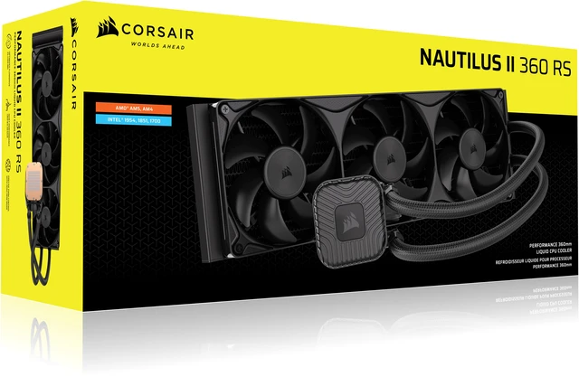 Alt view image 9 of 9 - Corsair Nautilus II 360 RS Liquid CPU Cooler, 360mm AIO, FlowDrive 2S Pump, RS II Unified Frame Fans, AM5/AM4, LGA 1851/1700, Black