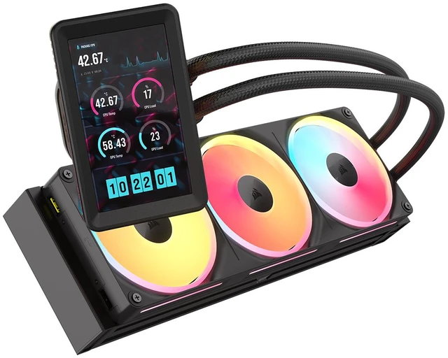 Alt view image 2 of 6 - CORSAIR iCUE LINK TITAN II ULTRA 360 LX LCD Black 360mm AIO Liquid CPU Cooler, 5-inch IPS LCD, FlowDrive Gen 2 Pump, LX360 RGB Fans, AMD AM5 AM4, Intel LGA 1851 LGA 1700