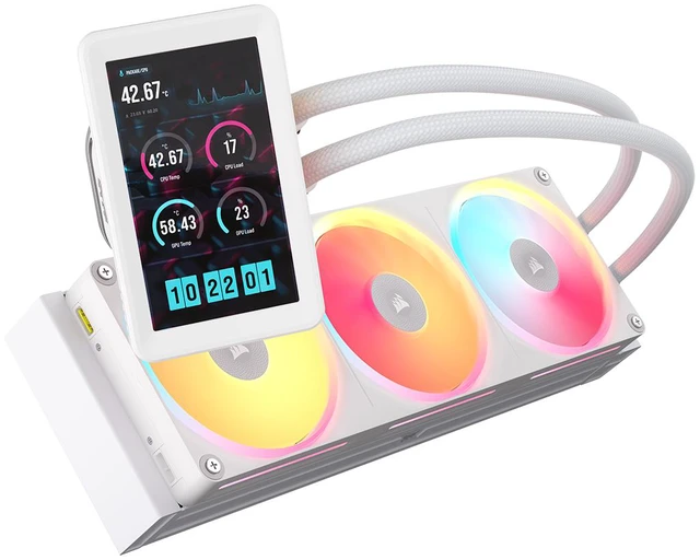 Alt view image 2 of 6 - CORSAIR iCUE LINK TITAN II ULTRA 360 LX LCD White 360mm AIO Liquid CPU Cooler, 5-inch IPS LCD, FlowDrive Gen 2 Pump, LX360 RGB Fans, AMD AM5 AM4, Intel LGA 1851 LGA 1700