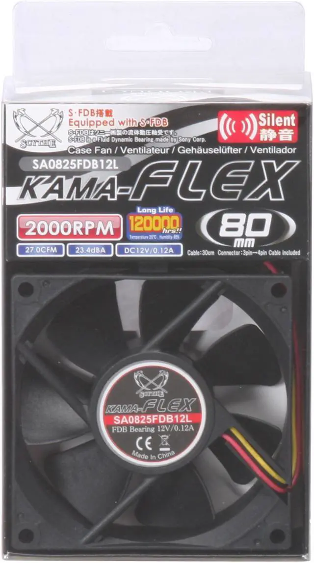 Alt view image 6 of 6 - Scythe KAMA FLEX SA0825FDB12l 80mm Case cooler