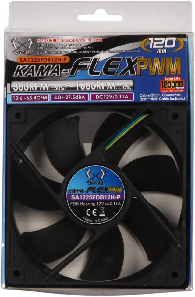 Alt view image 5 of 5 - Scythe Kama FLEX PWM 120 SA1225FDB12H-P Case Fan