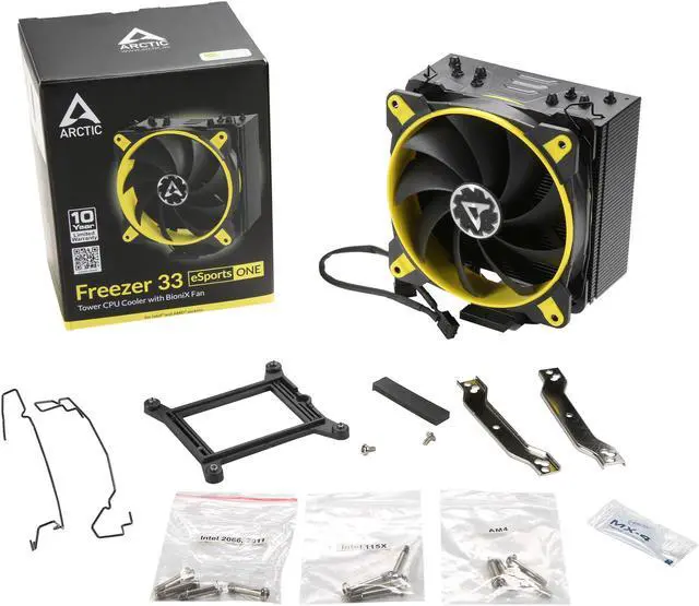 Alt view image 7 of 7 - Arctic Freezer 33 eSports ONE - Tower CPU-Cooler with Bionix FAN. Compatible with Intel and AMD. - Yellow