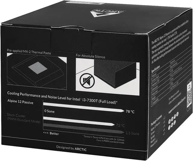 Alt view image 7 of 7 - ARCTIC COOLING ACALP00024A Alpine 12 Passive, Silent Intel CPU Cooler