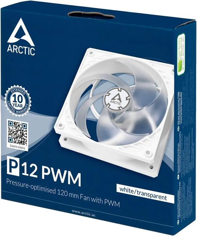 Alt view image 4 of 5 - Arctic P12 PWM (White/Transparent), Pressure Optimised 120mm Fan with PWM