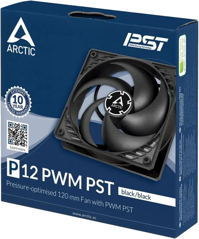 Alt view image 4 of 5 - Arctic P12 PWM PST (Black/Black) - Pressure-optimised 120 mm Fan with PWM and PST (PWM Sharing Technology)