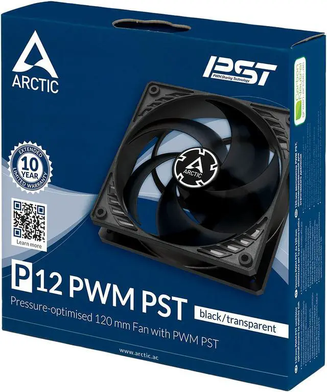 Alt view image 5 of 6 - Arctic P12 PWM PST (Black/Transparent) - Pressure-optimised 120 mm Fan with PWM and PST (PWM Sharing Technology)