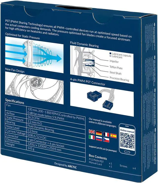 Alt view image 6 of 6 - Arctic P12 PWM PST (Black/Transparent) - Pressure-optimised 120 mm Fan with PWM and PST (PWM Sharing Technology)