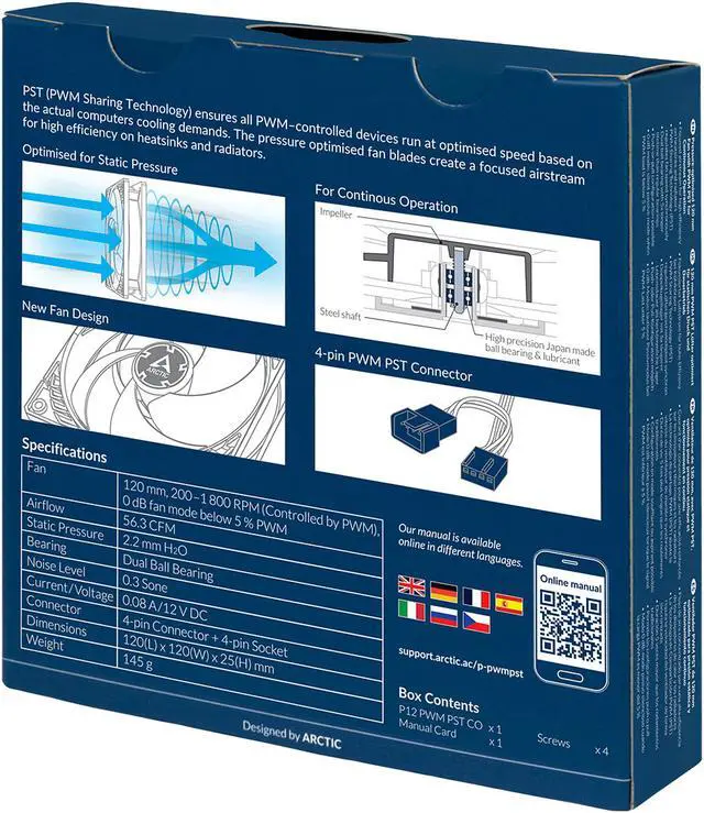 Alt view image 6 of 6 - ARCTIC P12 PWM PST CO - Pressure-optimised 120 mm Fan with PWM and PST (PWM Sharing Technology) for Continuous Operation