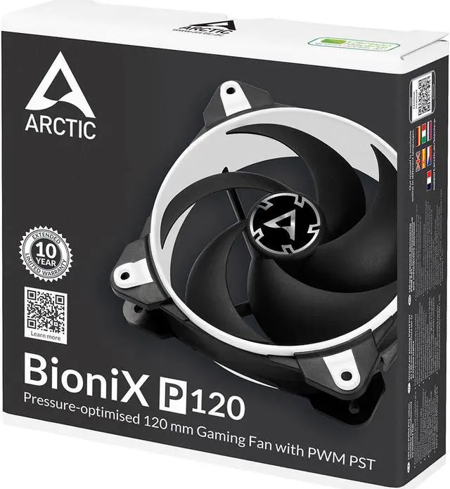 Alt view image 6 of 7 - Arctic BioniX P120 (White) - Pressure-optimised 120 mm Gaming Fan with PWM Sharing Technology (PST)