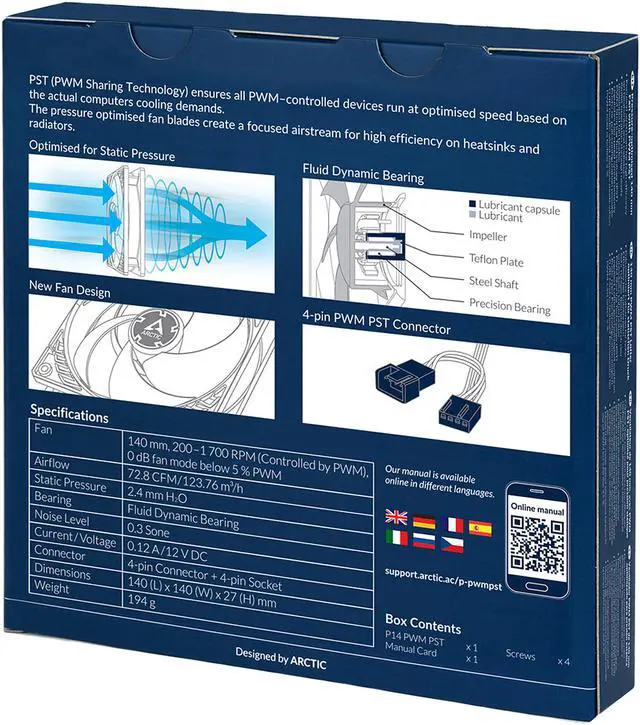 Alt view image 6 of 6 - ARCTIC P14 PWM PST - Pressure-optimised 140 mm Fan with PWM & PWM Sharing Technology (PST)