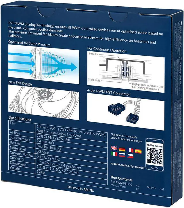 Alt view image 6 of 6 - ARCTIC P14 PWM PST CO - Pressure-optimised 140 mm Fan with PWM & PST (PWM Sharing Technology) for Continuous Operation