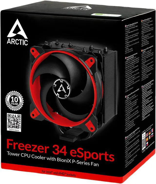 Alt view image 9 of 10 - ARCTIC Freezer 34 eSports Edition - Tower CPU Cooler with Push-Pull Configuration, Wide Range of Regulation 200 to 2000 RPM, Includes Low Noise PWM 120 mm Fan - Red LGA 1700 Compatible