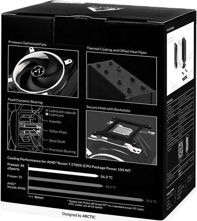 Alt view image 10 of 10 - ARCTIC Freezer 34 eSports Edition - Tower CPU Cooler with Push-Pull Configuration, Wide Range of Regulation 200 to 2000 RPM, Includes Low Noise PWM 120 mm Fan - White LGA 1700 Compatible