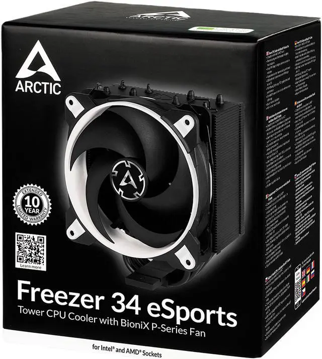Alt view image 9 of 10 - ARCTIC Freezer 34 eSports Edition - Tower CPU Cooler with Push-Pull Configuration, Wide Range of Regulation 200 to 2000 RPM, Includes Low Noise PWM 120 mm Fan - White LGA 1700 Compatible