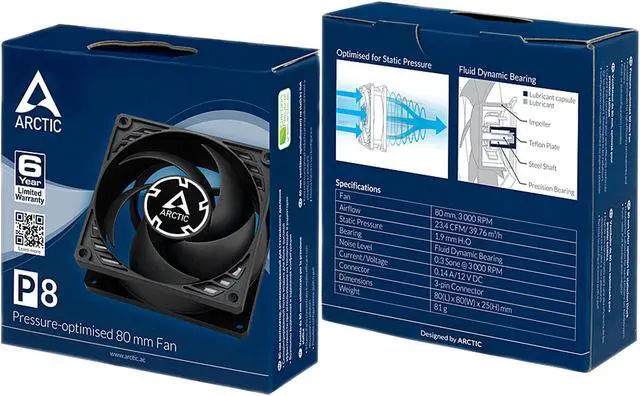 Alt view image 5 of 5 - ARCTIC COOLING P8 ACFAN00147A 80mm Non-LED LED Pressure-optimised Case Fan