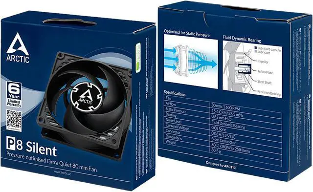 Alt view image 5 of 5 - ARCTIC COOLING P8 Silent ACFAN00152A 80mm Non-LED LED Pressure-optimised Extra Quiet Case Fan
