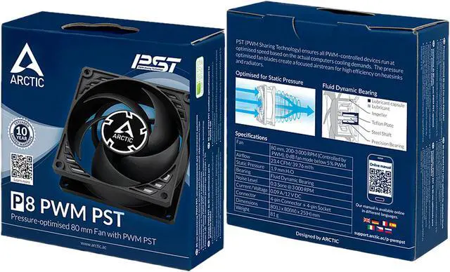 Alt view image 5 of 5 - ARCTIC COOLING P8 PWM PST ACFAN00150A 80mm Non-LED LED Pressure-optimised Case Fan with PWM PST