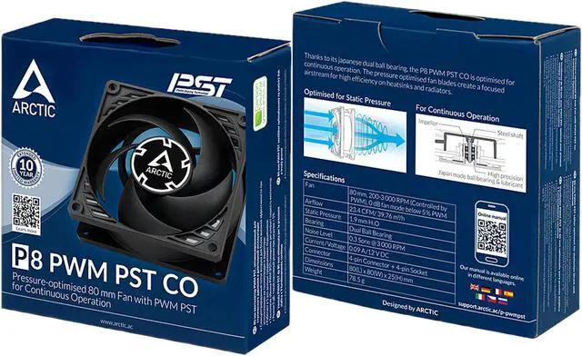 Alt view image 5 of 5 - ARCTIC COOLING P8 PWM PST CO ACFAN00151A 80mm Non-LED LED Pressure-optimised Case Fan with PWM PST for Continuous Operation