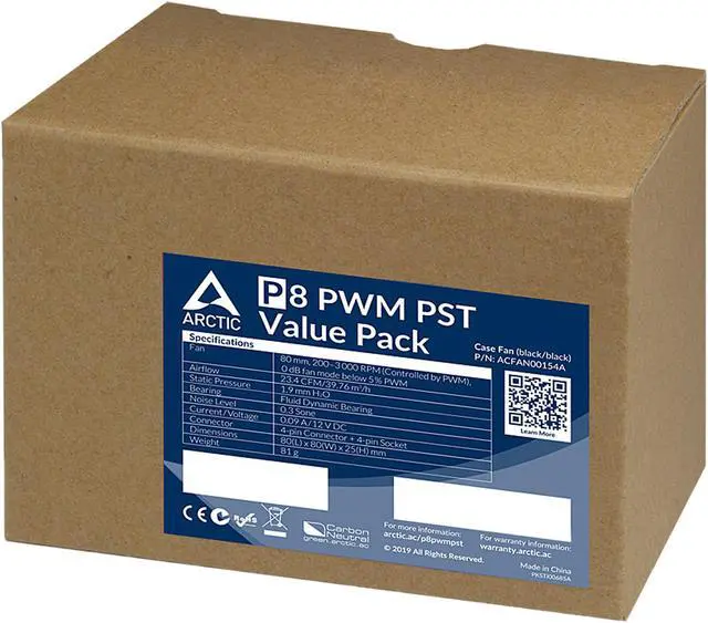 Alt view image 6 of 6 - ARCTIC COOLING P8 PWM PST Value Pack ACFAN00154A 80mm Non-LED LED Pressure-optimised Case Fan with PWM PST (5-Pack)