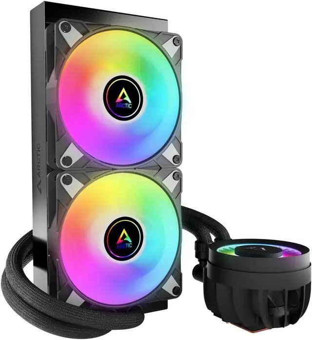 Alt view image 2 of 15 - ARCTIC COOLING Liquid Freezer III - 240 A-RGB (Black): All-in-One CPU Water Cooler with 240mm radiator and 2x P12 PWM PST A-RGB fan, compatible Intel LGA1700, 1851 and AMD AM4, AM5 - Black color
