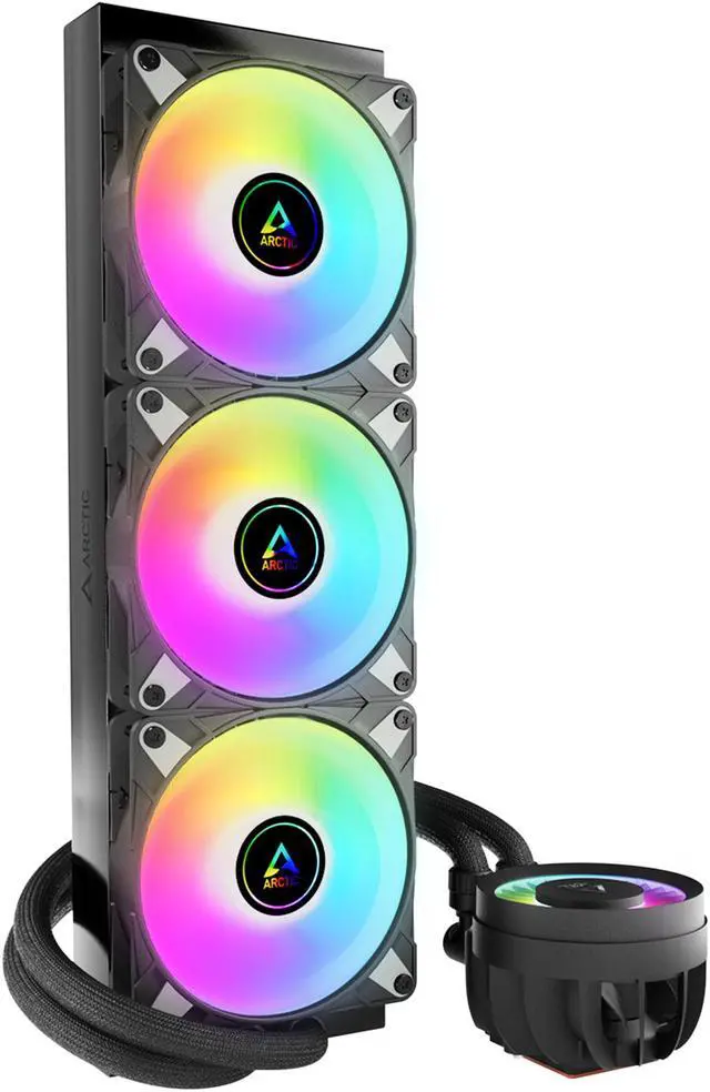 Alt view image 2 of 16 - ARCTIC COOLING Liquid Freezer III - 360 A-RGB (Black): All-in-One CPU Water Cooler with 360mm radiator and 3x P12 PWM PST A-RGB fan, compatible Intel LGA1700, 1851 and AMD AM4, AM5 - Black color