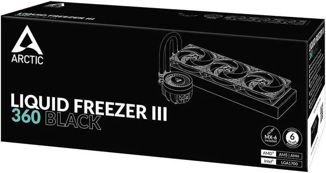 Alt view image 6 of 6 - ARCTIC COOLING Liquid Freezer III - 360: All-in-One CPU Water Cooler with 360mm radiator and 3x P12 PWM PST fan, compatible Intel LGA1700, 1851 and AMD AM4, AM5 - Black color