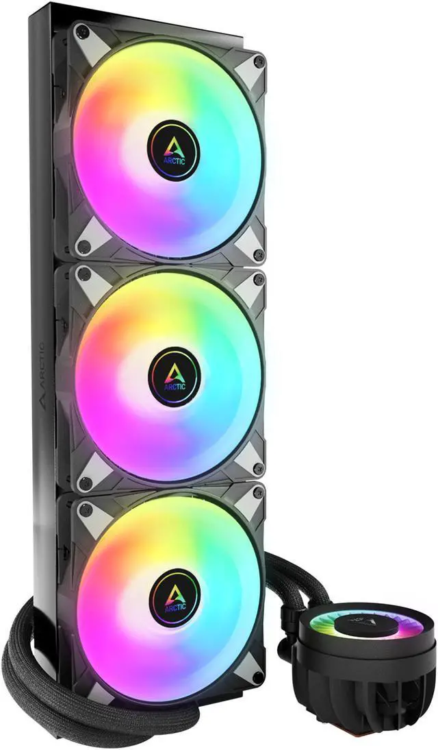 Alt view image 2 of 16 - ARCTIC COOLING Liquid Freezer III - 420 A-RGB (Black): All-in-One CPU Water Cooler with 420mm radiator and 3x P14 PWM PST A-RGB fan, compatible Intel LGA1700, 1851 and AMD AM4, AM5 - Black color