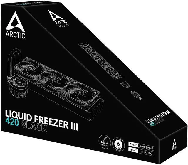 Alt view image 6 of 6 - ARCTIC COOLING Liquid Freezer III - 420: All-in-One CPU Water Cooler with 420mm radiator and 3x P14 PWM PST fan, compatible Intel LGA1700, 1851 and AMD AM4, AM5 - Black color