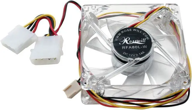 Alt view image 2 of 5 - Rosewill RFA80L-W 80mm White LED Case Cooling Fan
