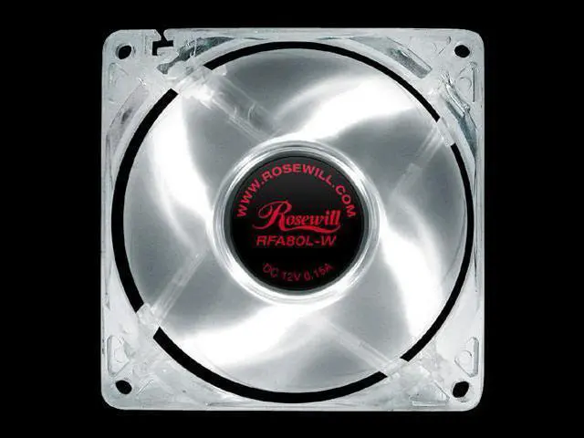 Main image of Rosewill RFA80L-W 80mm White LED Case Cooling Fan