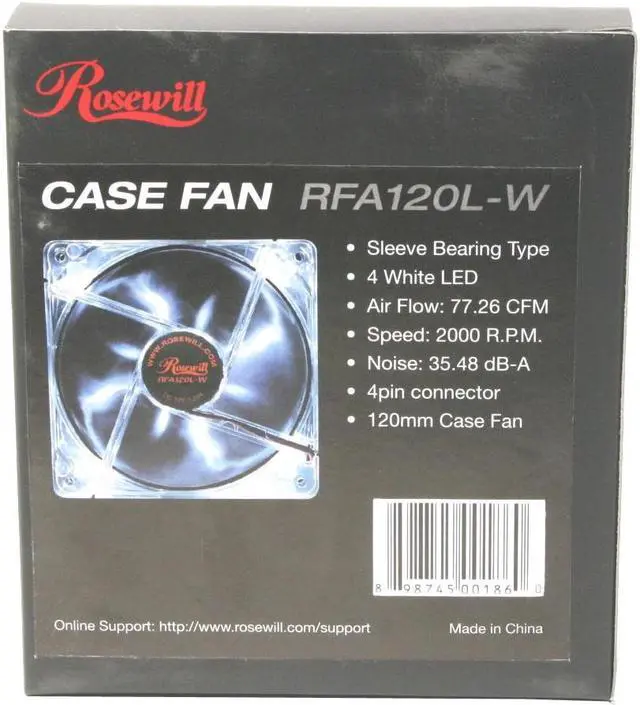Alt view image 6 of 7 - Rosewill RFA120L-W 4 White LEDs LED Case Cooling Fan