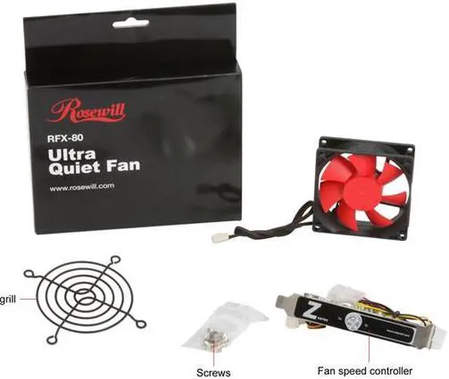 Alt view image 4 of 4 - Rosewill 80mm Computer Case Fan (Case Cooling Fan) - Black Frame & Red Fan Blades, 2-Ball Bearing, Silent Fan with Rotation Speed Controller; RFX-80