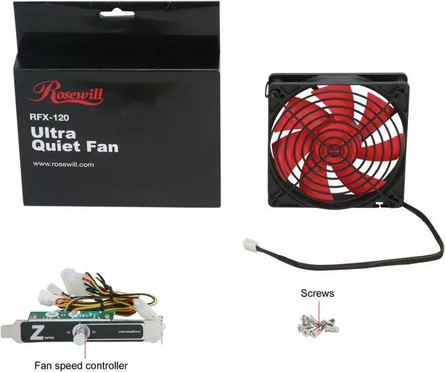 Alt view image 5 of 5 - Rosewill RFX-120 - 120mm Computer Case Cooling Fan - Black Frame with Red Fan Blades, 2-Ball Bearing, Silent, 2-Speed with PWM Control