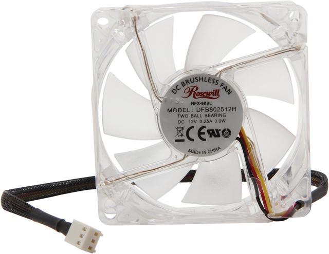 Alt view image 3 of 4 - Rosewill 80mm Computer Case Fan (Case Cooling Fan) - Transparent Frame & Blue LEDs, 2-Ball Bearing, Silent Fan, 2 Rotation Speed with PWM Control; RFX-80BL