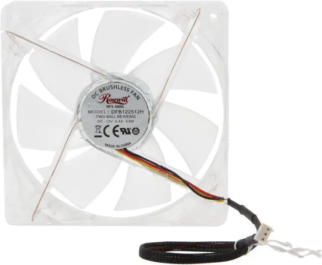 Alt view image 3 of 4 - Rosewill RFX-120BL - 120mm Computer Case Cooling Fan - Transparent Frame with Blue LED Lights, 2-Ball Bearing, Silent, 2 Rotation Speeds with PWM Control
