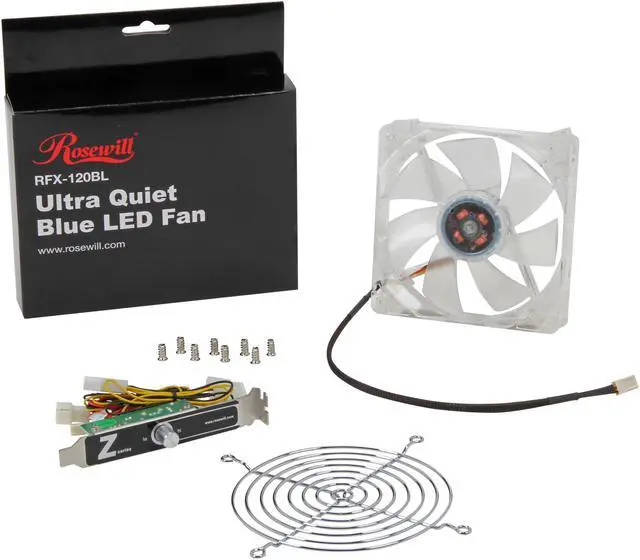 Alt view image 4 of 4 - Rosewill RFX-120BL - 120mm Computer Case Cooling Fan - Transparent Frame with Blue LED Lights, 2-Ball Bearing, Silent, 2 Rotation Speeds with PWM Control