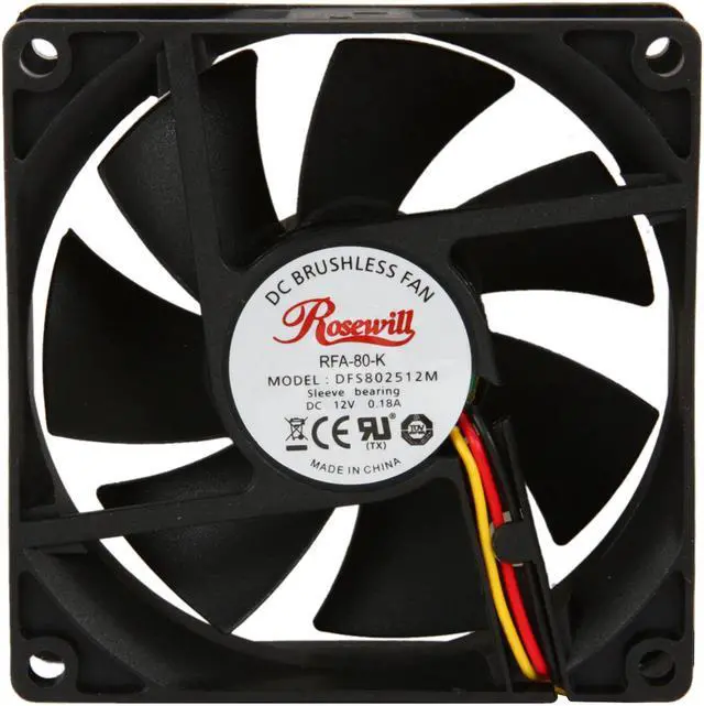 Alt view image 3 of 5 - Rosewill RFA-80-K - 80mm Computer Case Cooling Fan with LP4 Adapter - Sleeve Bearing, Silent Case Fan