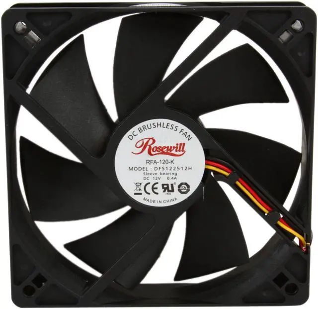 Alt view image 3 of 5 - Rosewill RFA-120-K - 120mm Computer Case Cooling Fan with LP4 Adapter - Sleeve Bearing, Silent