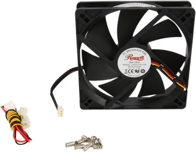 Alt view image 4 of 5 - Rosewill RFA-120-K - 120mm Computer Case Cooling Fan with LP4 Adapter - Sleeve Bearing, Silent