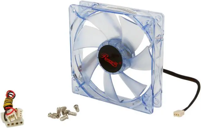 Alt view image 4 of 5 - Rosewill RFA-120-BL - 120mm Computer Case Cooling Fan with LP4 Adapter - Blue Frame & 4 Blue LED Lights, Sleeve Bearing, Silent Case Fan