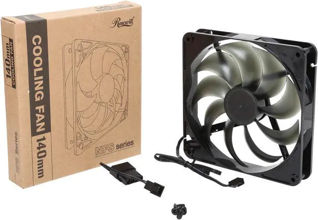 Alt view image 5 of 5 - Rosewill RABF-131409 - 140mm Computer Case Cooling Fan with LP4 Adapter - Black Frame & Smoke Blades, Sleeve Bearing, Silent